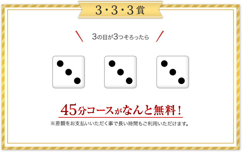 3の目が3つそろったら45分コースが無料