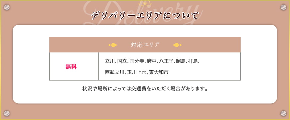 デリバリーエリアについて
