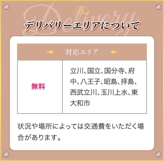 デリバリーエリアについて